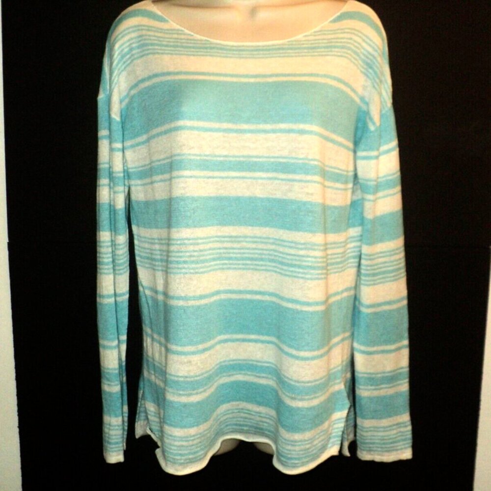 Lilly Pulitzer Women's Size S-M Lightweight Sweater Linen Alana Teal, White
